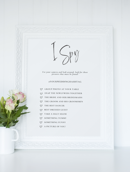 I Spy Wedding Game with Personal Hashtag  | Digital File
