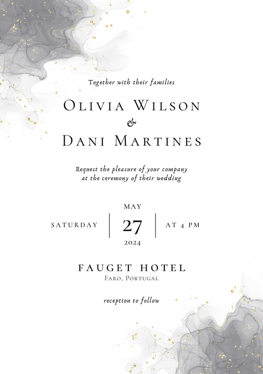 Dusty Grey Wedding Invite