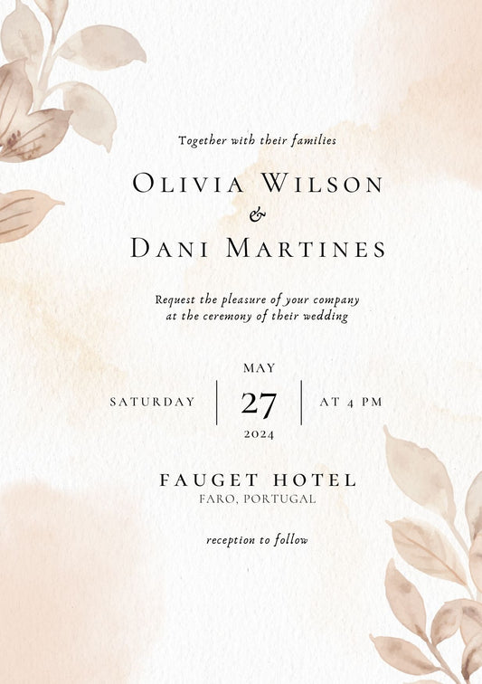 Laurel Dusty Pink Wedding Invite