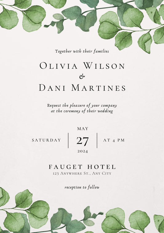Elegant Forest Greenery Wedding Invite