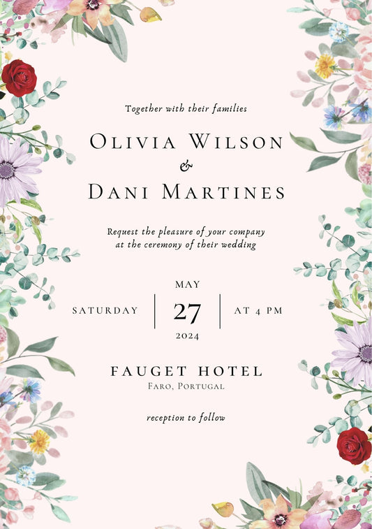 Elegant Fresh Floral Wedding Invite